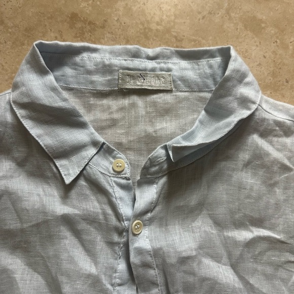 CP Shades Shirt Medium M Baby Blue 100% Linen Button Up Tunic Top USA (T2) - Picture 2 of 4